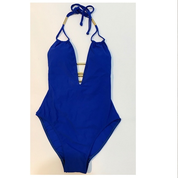 Sauvage Other - Sauvage Blue One-Piece Swimsuit, Gold Tubes, NWT!